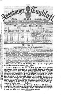 Augsburger Tagblatt Montag 28. Oktober 1861