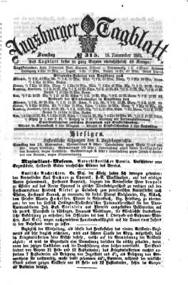 Augsburger Tagblatt Samstag 16. November 1861