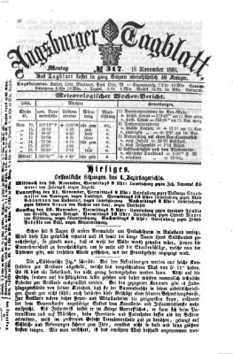 Augsburger Tagblatt Montag 18. November 1861