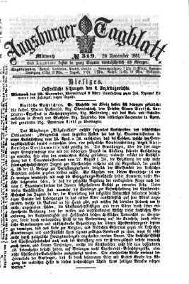 Augsburger Tagblatt Mittwoch 20. November 1861