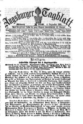 Augsburger Tagblatt Mittwoch 11. Dezember 1861