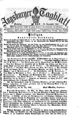Augsburger Tagblatt Sonntag 29. Dezember 1861