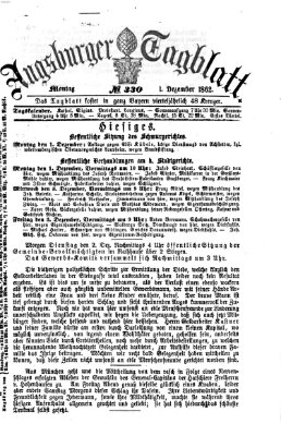 Augsburger Tagblatt Montag 1. Dezember 1862