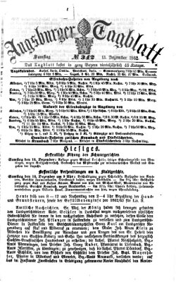 Augsburger Tagblatt Samstag 13. Dezember 1862