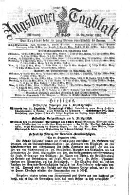 Augsburger Tagblatt Mittwoch 31. Dezember 1862