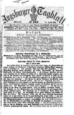 Augsburger Tagblatt Mittwoch 15. April 1863