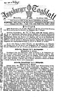 Augsburger Tagblatt Donnerstag 16. Februar 1865
