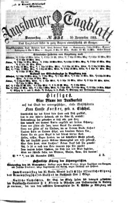 Augsburger Tagblatt Donnerstag 30. November 1865