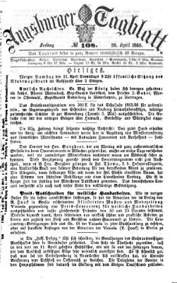 Augsburger Tagblatt Freitag 20. April 1866
