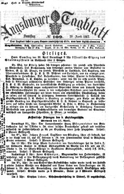Augsburger Tagblatt Samstag 20. April 1867