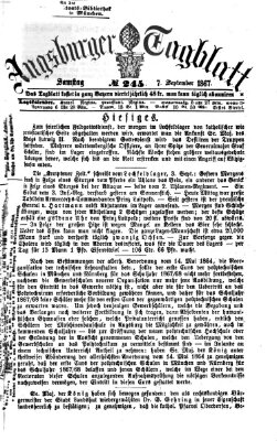 Augsburger Tagblatt Samstag 7. September 1867