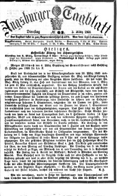 Augsburger Tagblatt Dienstag 3. März 1868
