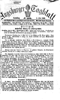 Augsburger Tagblatt Samstag 2. Mai 1868