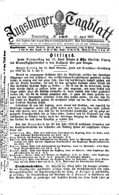 Augsburger Tagblatt Donnerstag 15. April 1869