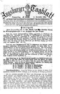 Augsburger Tagblatt Donnerstag 11. November 1869