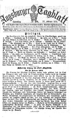 Augsburger Tagblatt Sonntag 27. Februar 1870