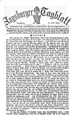 Augsburger Tagblatt Samstag 2. April 1870
