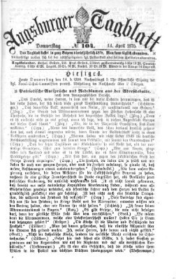 Augsburger Tagblatt Donnerstag 14. April 1870