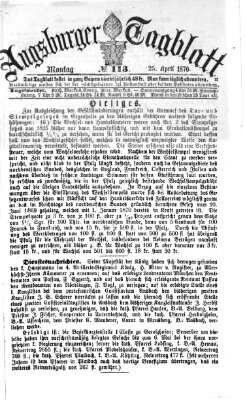 Augsburger Tagblatt Montag 25. April 1870