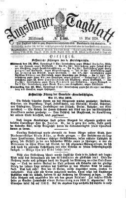 Augsburger Tagblatt Mittwoch 18. Mai 1870