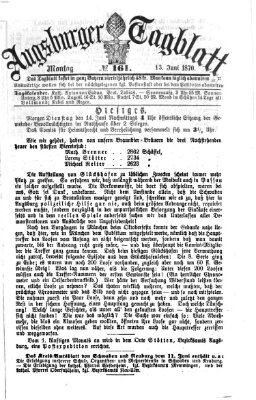 Augsburger Tagblatt Montag 13. Juni 1870