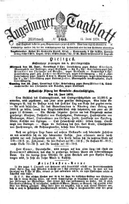 Augsburger Tagblatt Mittwoch 15. Juni 1870