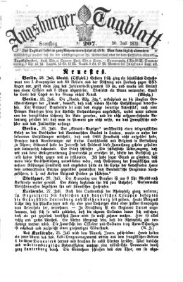 Augsburger Tagblatt Samstag 30. Juli 1870