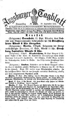 Augsburger Tagblatt Donnerstag 29. September 1870