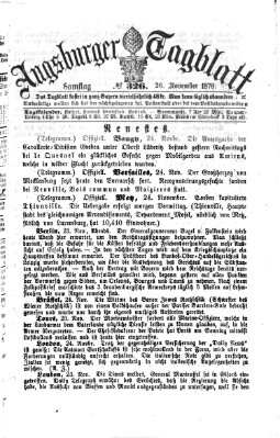 Augsburger Tagblatt Samstag 26. November 1870