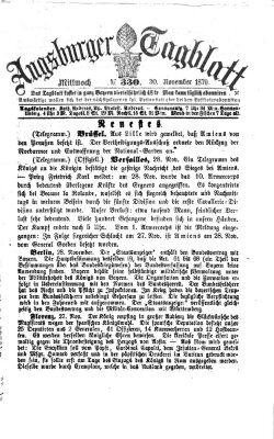 Augsburger Tagblatt Mittwoch 30. November 1870