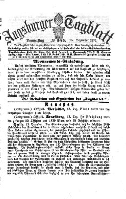 Augsburger Tagblatt Donnerstag 15. Dezember 1870