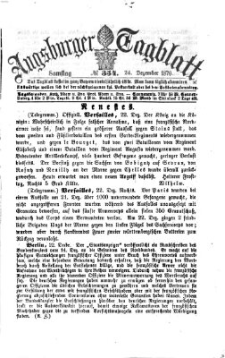 Augsburger Tagblatt Samstag 24. Dezember 1870