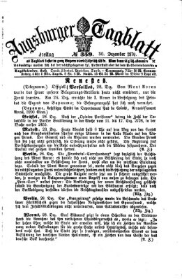 Augsburger Tagblatt Freitag 30. Dezember 1870