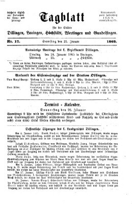 Tagblatt für die Städte Dillingen, Lauingen, Höchstädt, Wertingen und Gundelfingen Samstag 21. Januar 1865
