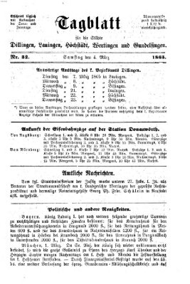 Tagblatt für die Städte Dillingen, Lauingen, Höchstädt, Wertingen und Gundelfingen Samstag 4. März 1865