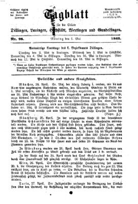 Tagblatt für die Städte Dillingen, Lauingen, Höchstädt, Wertingen und Gundelfingen Montag 1. Mai 1865