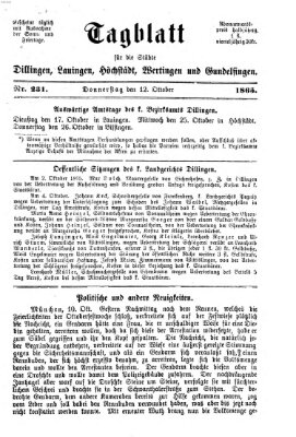 Tagblatt für die Städte Dillingen, Lauingen, Höchstädt, Wertingen und Gundelfingen Donnerstag 12. Oktober 1865