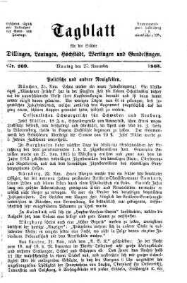 Tagblatt für die Städte Dillingen, Lauingen, Höchstädt, Wertingen und Gundelfingen Montag 27. November 1865