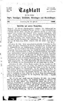 Tagblatt für die Städte Dillingen, Lauingen, Höchstädt, Wertingen und Gundelfingen Samstag 24. Februar 1866