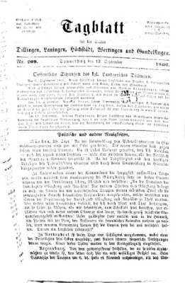 Tagblatt für die Städte Dillingen, Lauingen, Höchstädt, Wertingen und Gundelfingen Donnerstag 13. September 1866