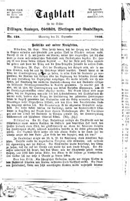 Tagblatt für die Städte Dillingen, Lauingen, Höchstädt, Wertingen und Gundelfingen Montag 24. September 1866