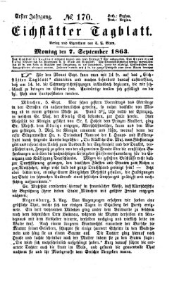 Eichstätter Tagblatt Montag 7. September 1863