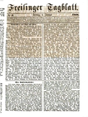 Freisinger Tagblatt (Freisinger Wochenblatt) Freitag 3. Januar 1868
