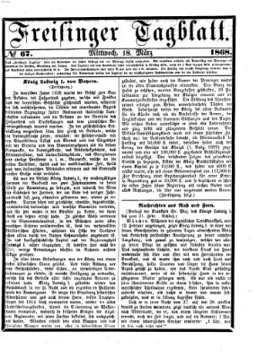 Freisinger Tagblatt (Freisinger Wochenblatt) Mittwoch 18. März 1868