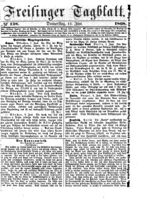 Freisinger Tagblatt (Freisinger Wochenblatt) Donnerstag 11. Juni 1868