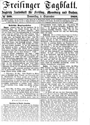 Freisinger Tagblatt (Freisinger Wochenblatt) Donnerstag 3. September 1868