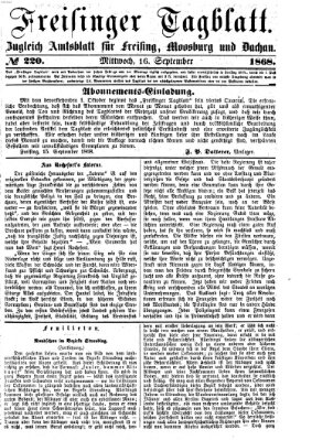 Freisinger Tagblatt (Freisinger Wochenblatt) Mittwoch 16. September 1868