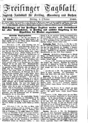 Freisinger Tagblatt (Freisinger Wochenblatt) Freitag 9. Oktober 1868