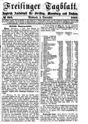 Freisinger Tagblatt (Freisinger Wochenblatt) Mittwoch 4. November 1868