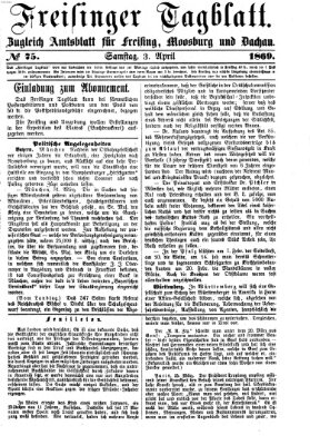 Freisinger Tagblatt (Freisinger Wochenblatt) Samstag 3. April 1869